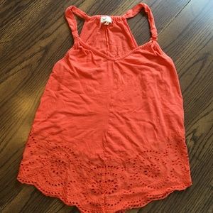 Anthropologie Meadow orange Crochet Detail top XS